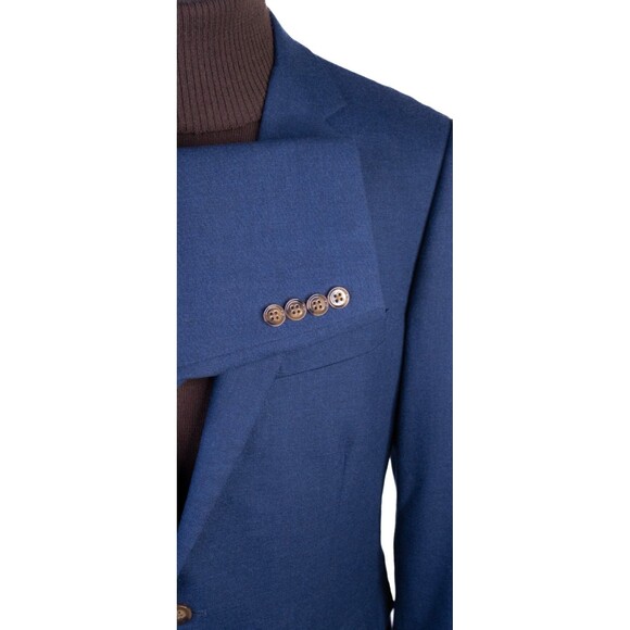 J Crew Thompson Blazer Men's 44R Navy Blue Flex Wool Cotton Sport Coat 2-Button - Picture 6 of 13